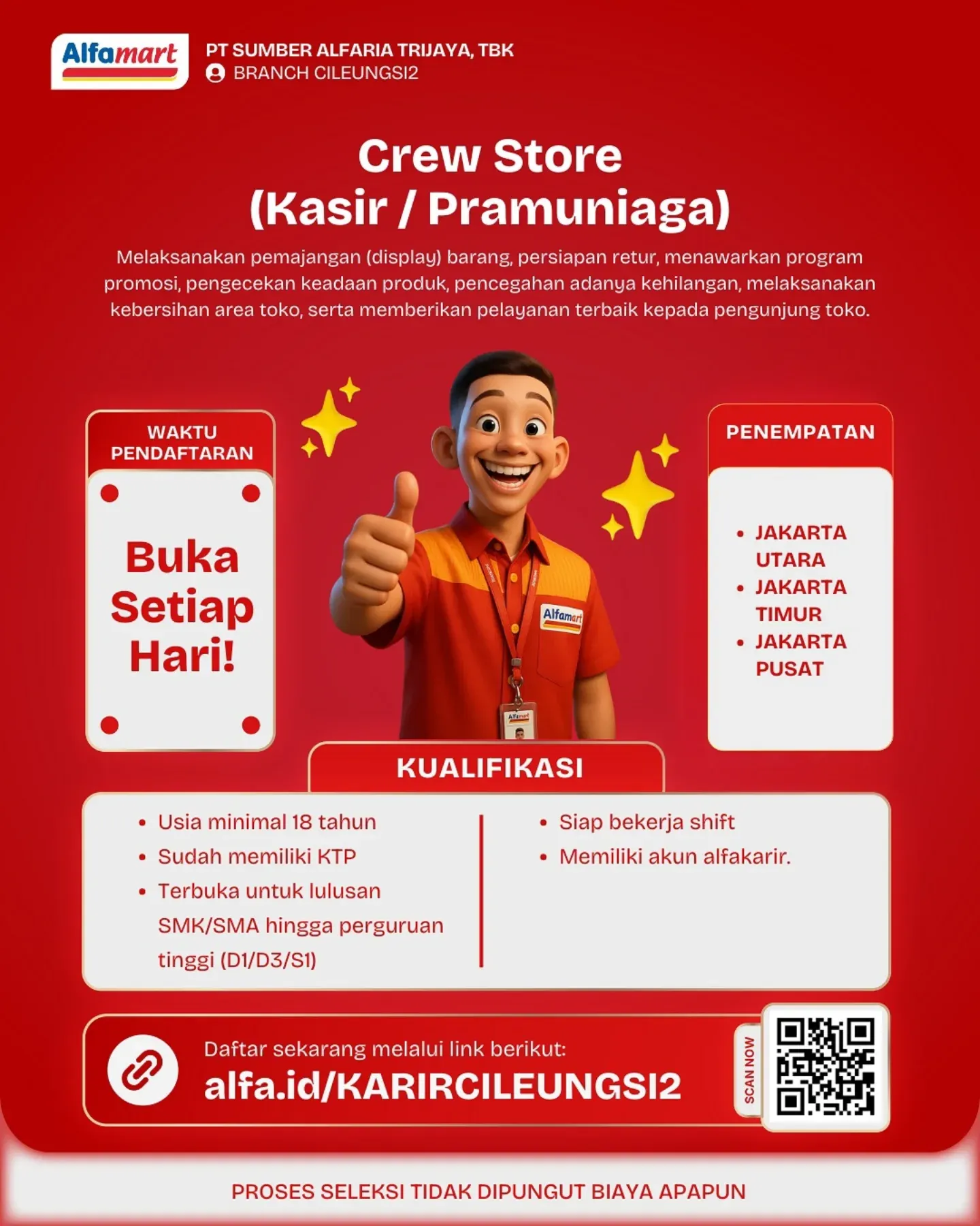 Lowongan Kerja: Jadi Crew Store di Alfamart Cabang Cileungsi!