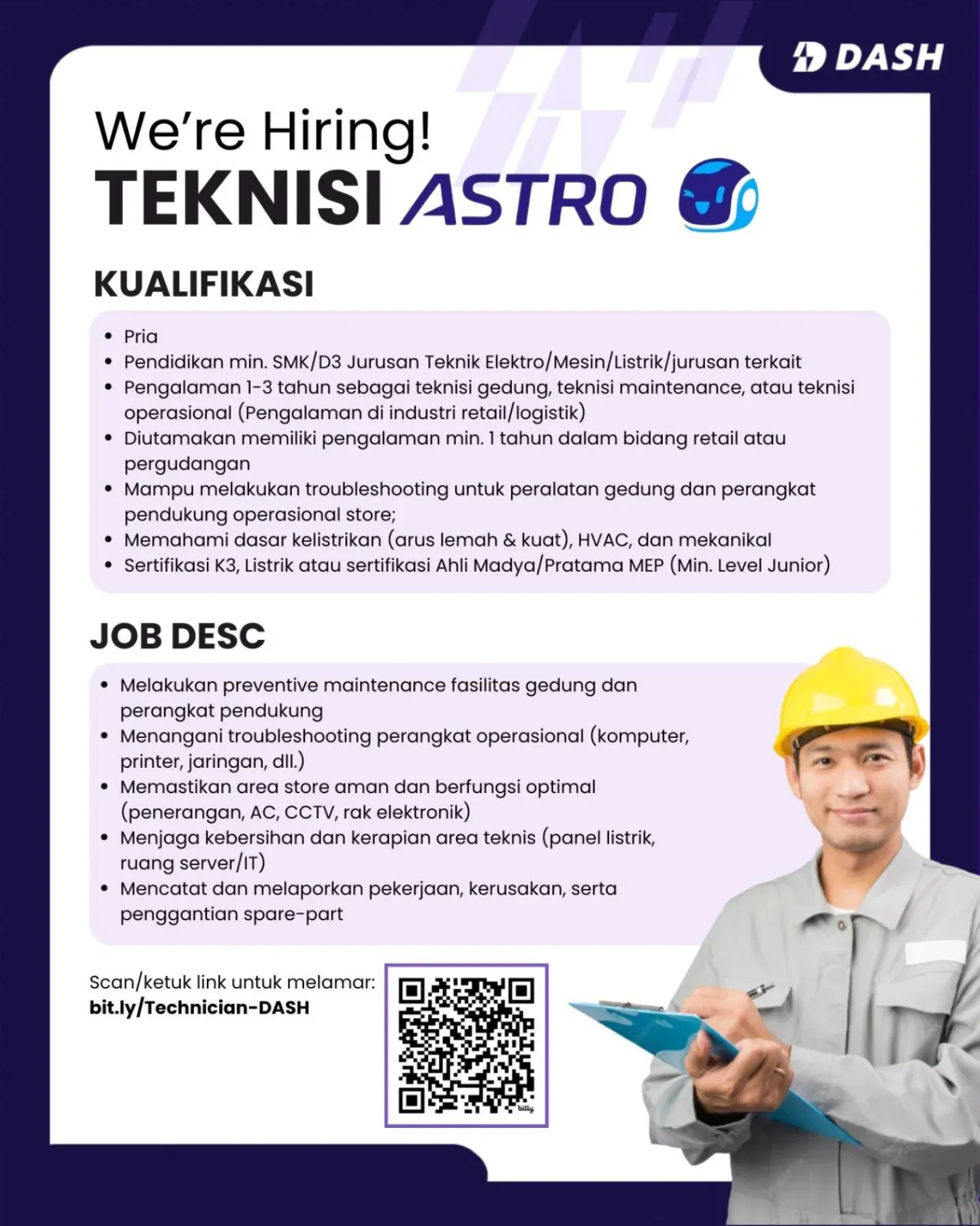 Lowongan kerja sebagai Teknisi ASTRO