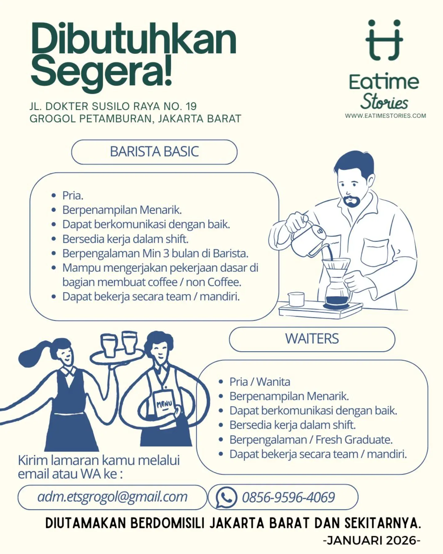 Lowognan kerja barista dan waiter