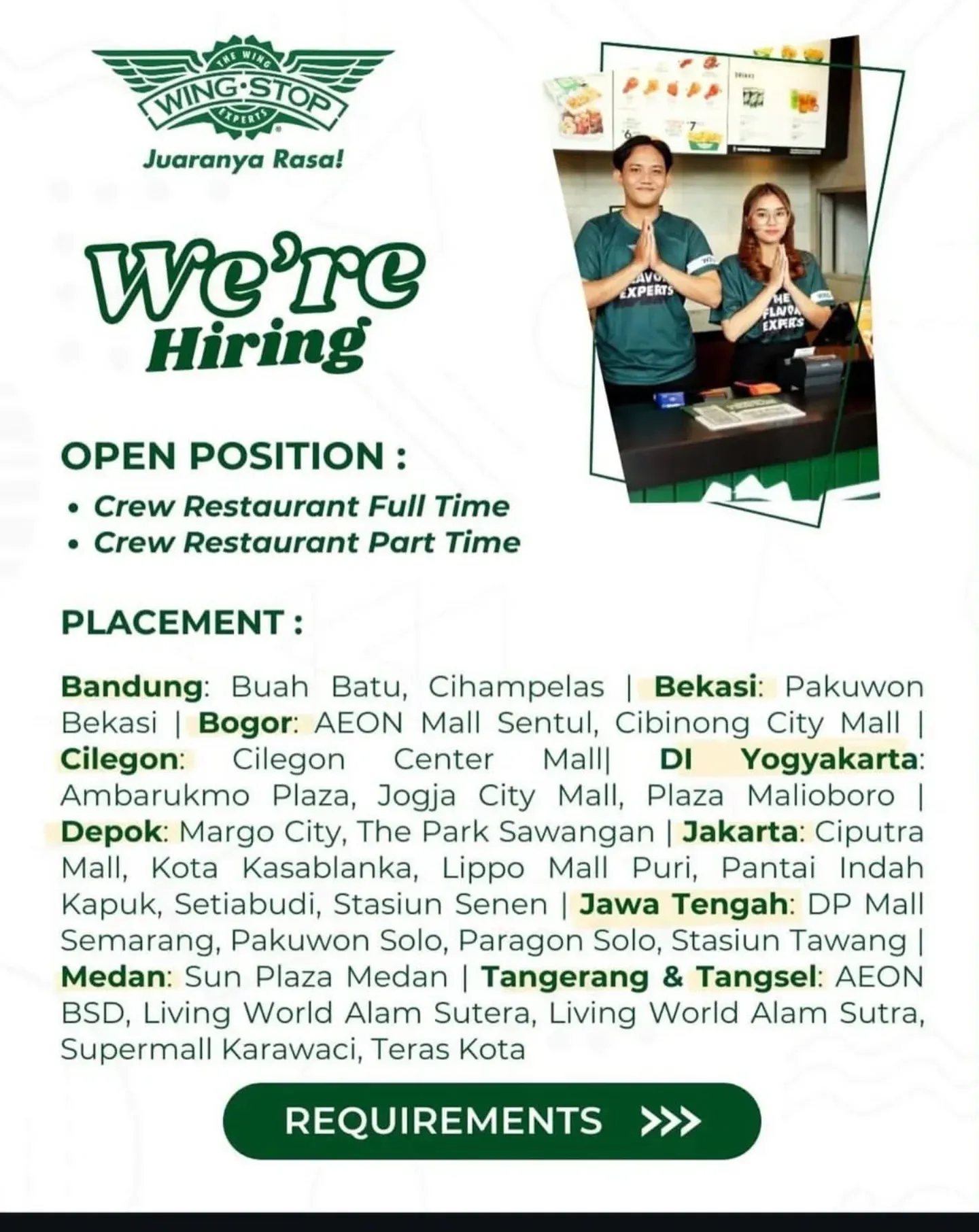 Lowongan kerja jadi crew restaurant